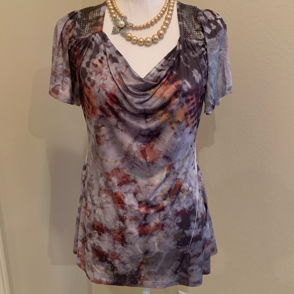 Live and Let live Tie Dye Grey/Brown Top NWT PS